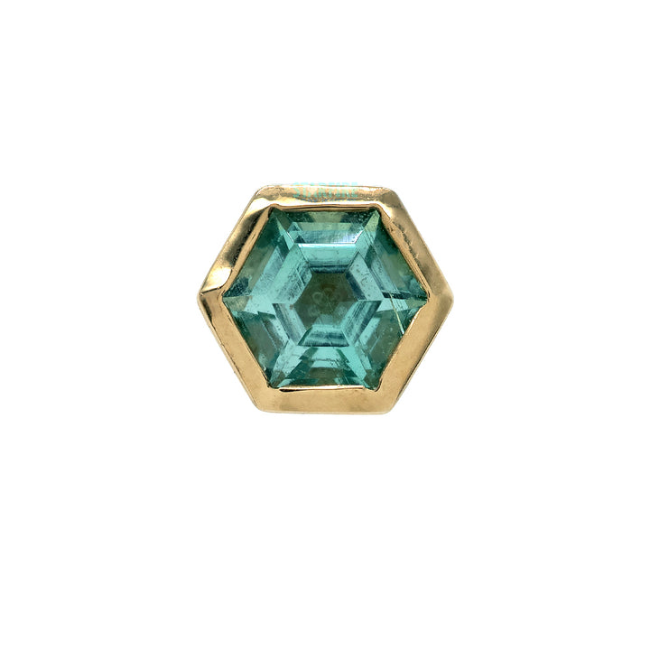 Hexagon Bezel-Set Threaded End in Gold with Mint Beryl