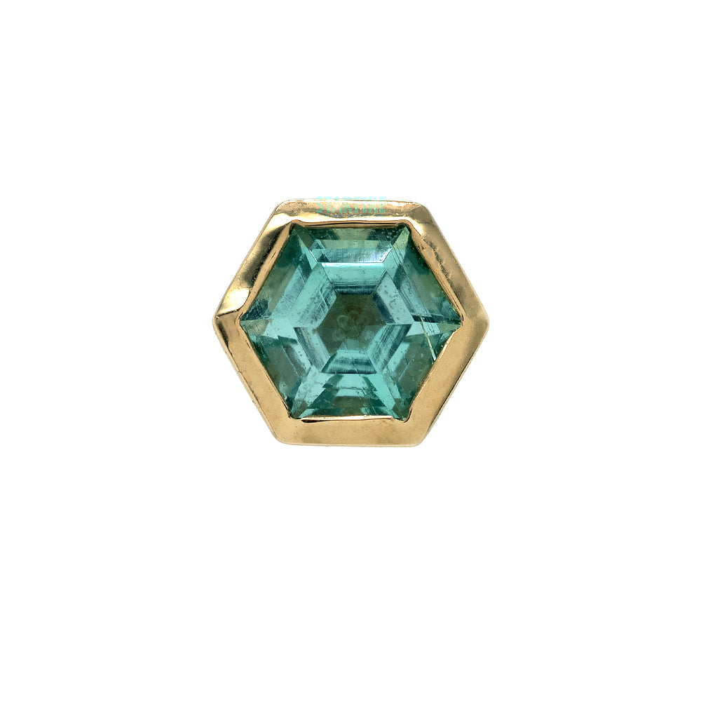 Hexagon Bezel-Set Threaded End in Gold with Mint Beryl