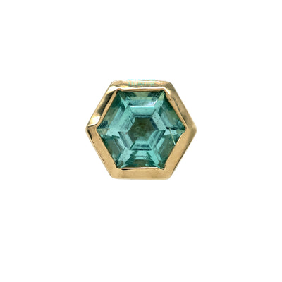 Hexagon Bezel-Set Threaded End in Gold with Mint Beryl