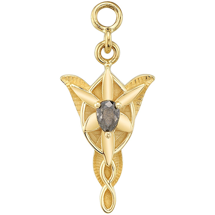 "Evening Star" Charm in Gold & Platinum with Grey Diamond