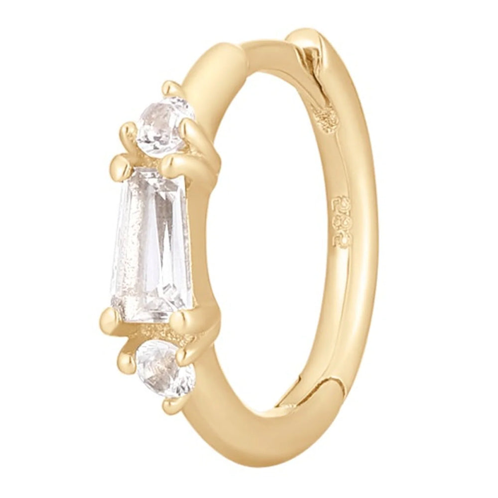 "Maeve" Huggie / Hinge Ring in Gold with White Topaz & White Sapphires