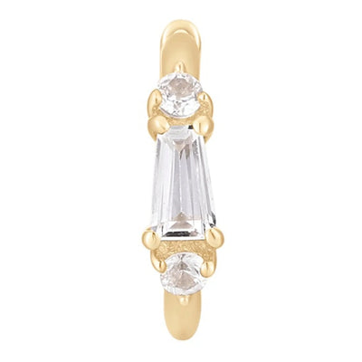 "Maeve" Huggie / Hinge Ring in Gold with White Topaz & White Sapphires