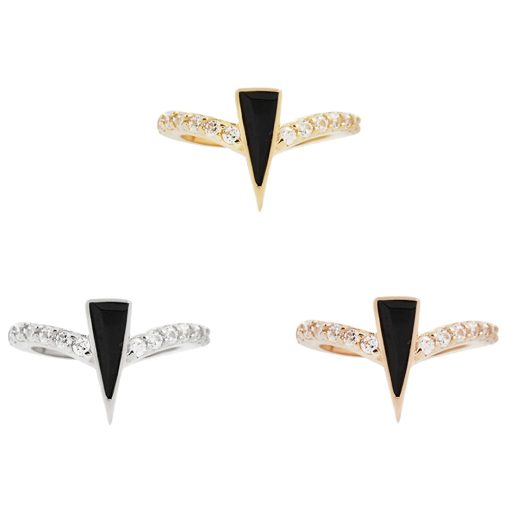 "Mikah" Hinge Ring / Clicker in Gold with Black Spinel & CZ's