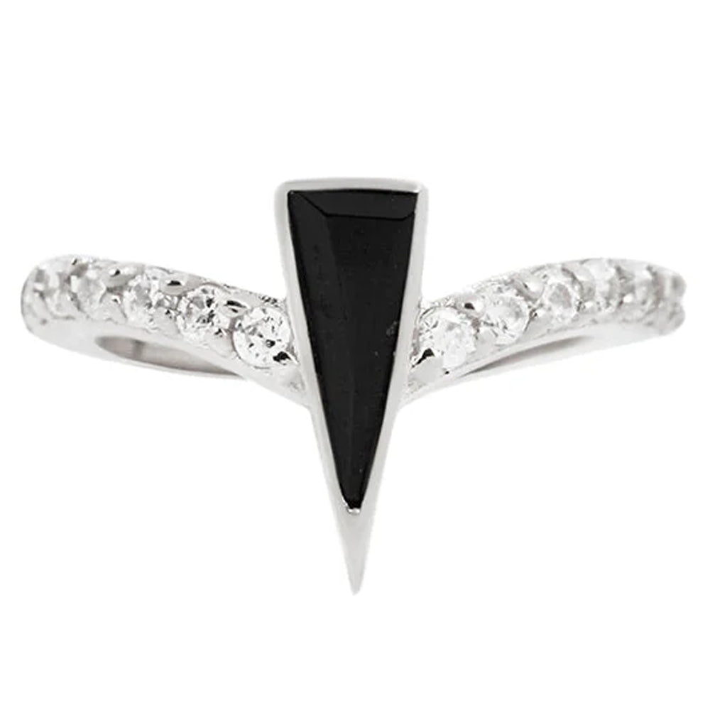 "Mikah" Hinge Ring / Clicker in Gold with Black Spinel & CZ's