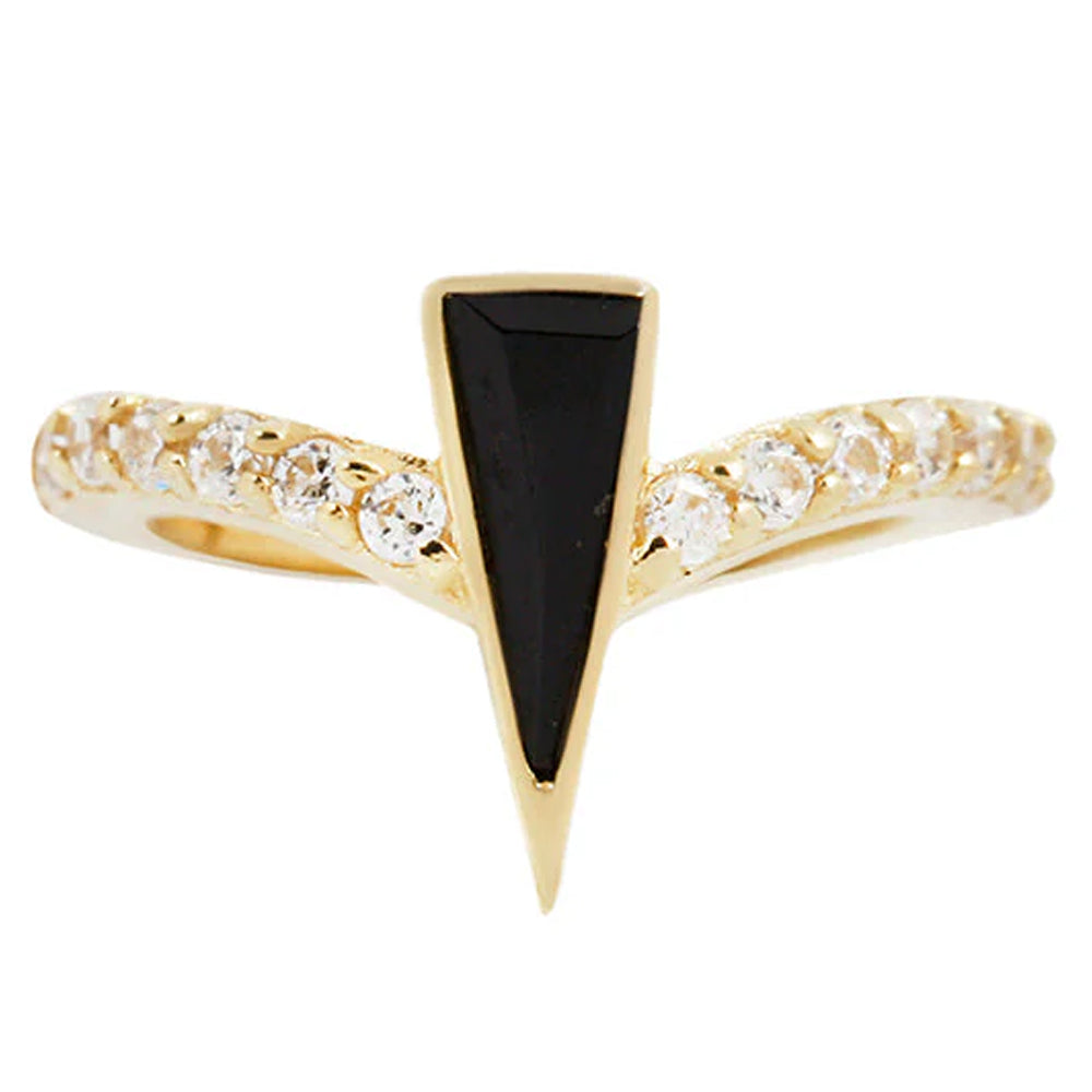 "Mikah" Hinge Ring / Clicker in Gold with Black Spinel & CZ's