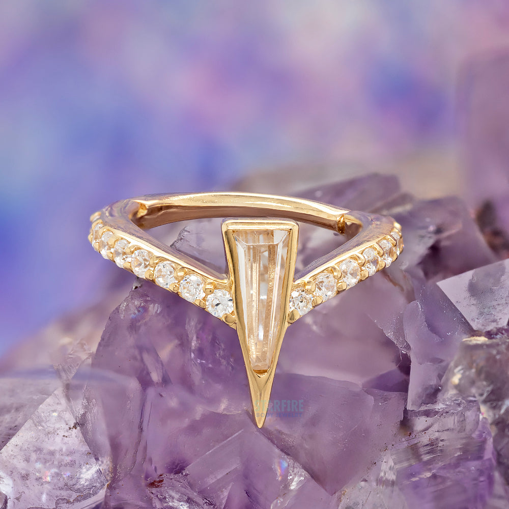 "Mikah" Hinge Ring / Clicker in Gold with CZ's