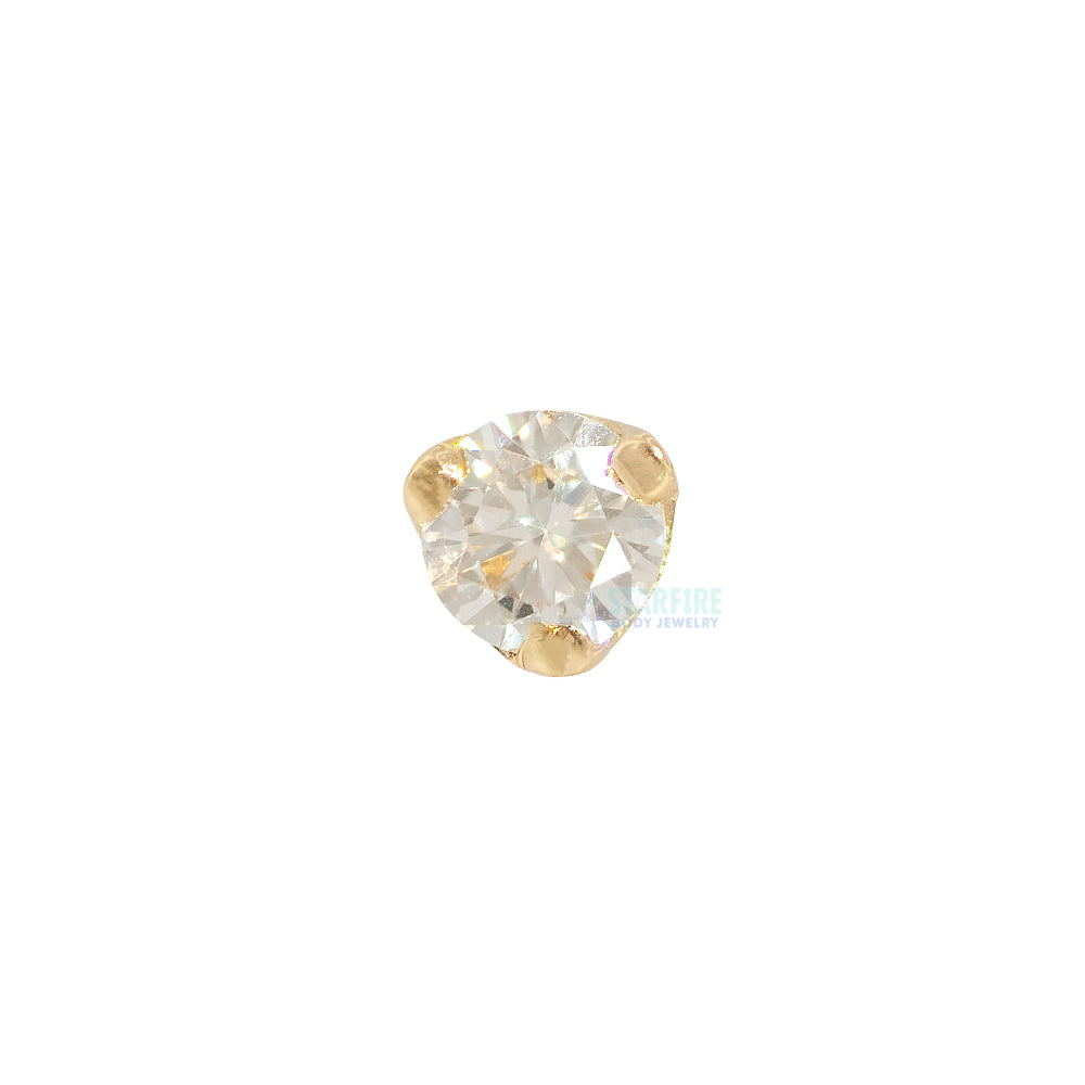 Three Prong Threaded End in Gold with DIAMOND