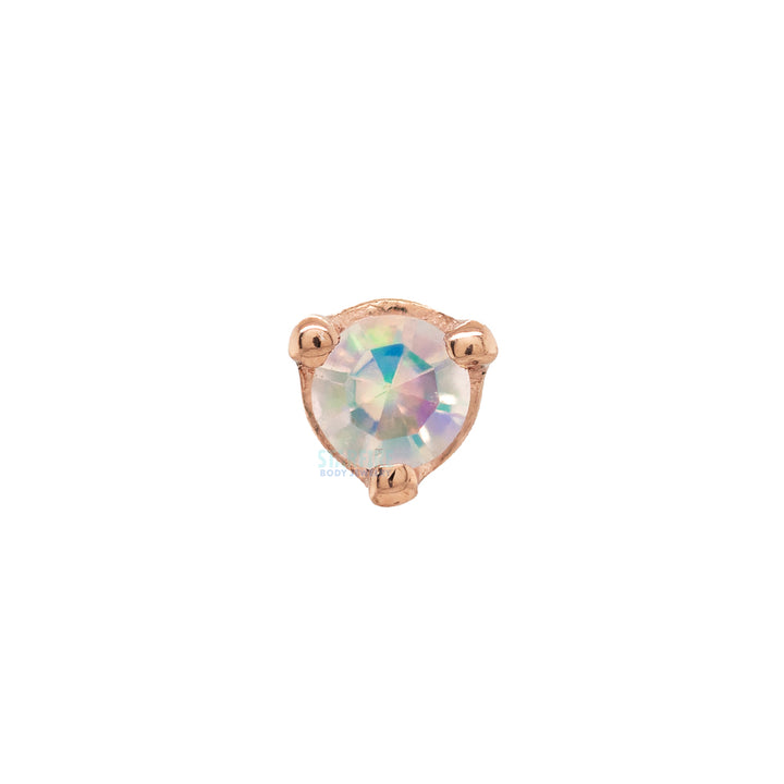Three Prong Threaded End in Gold with Faceted Water Opal