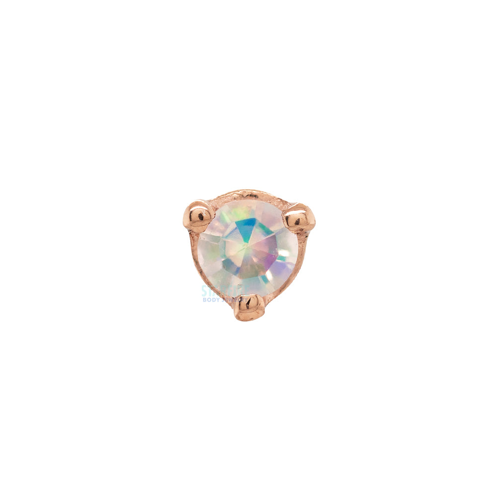 Three Prong Threaded End in Gold with Faceted Water Opal