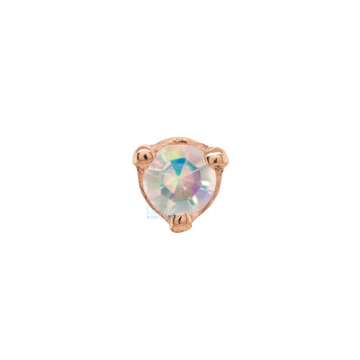 Three Prong Threaded End in Gold with Faceted Water Opal