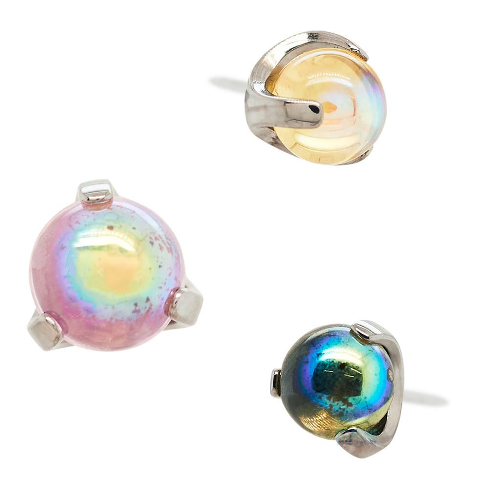 threadless: Claw Prong-Set Glass Cabochon End - 'Northern Lights Collection'