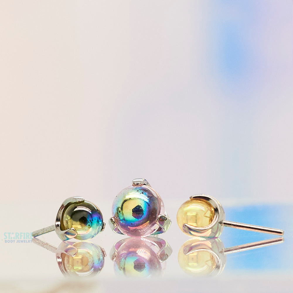 threadless: Claw Prong-Set Glass Cabochon End - 'Northern Lights Collection'