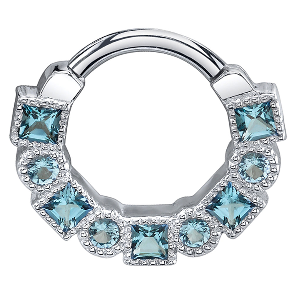 "Talus" Hinge Ring in Gold with Swiss Blue Topaz