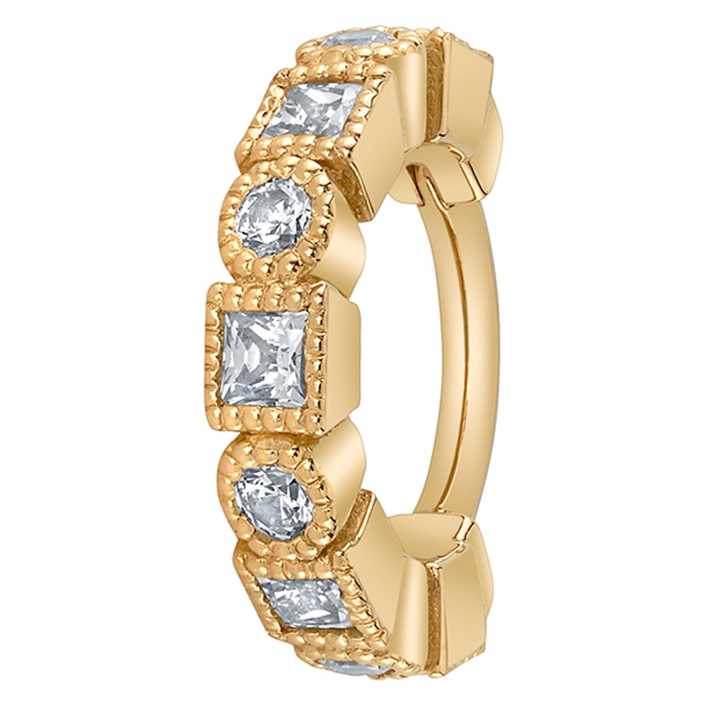 "Talus" Hinge Ring in Gold with White CZ's