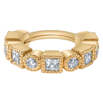 "Talus" Hinge Ring in Gold with White CZ's