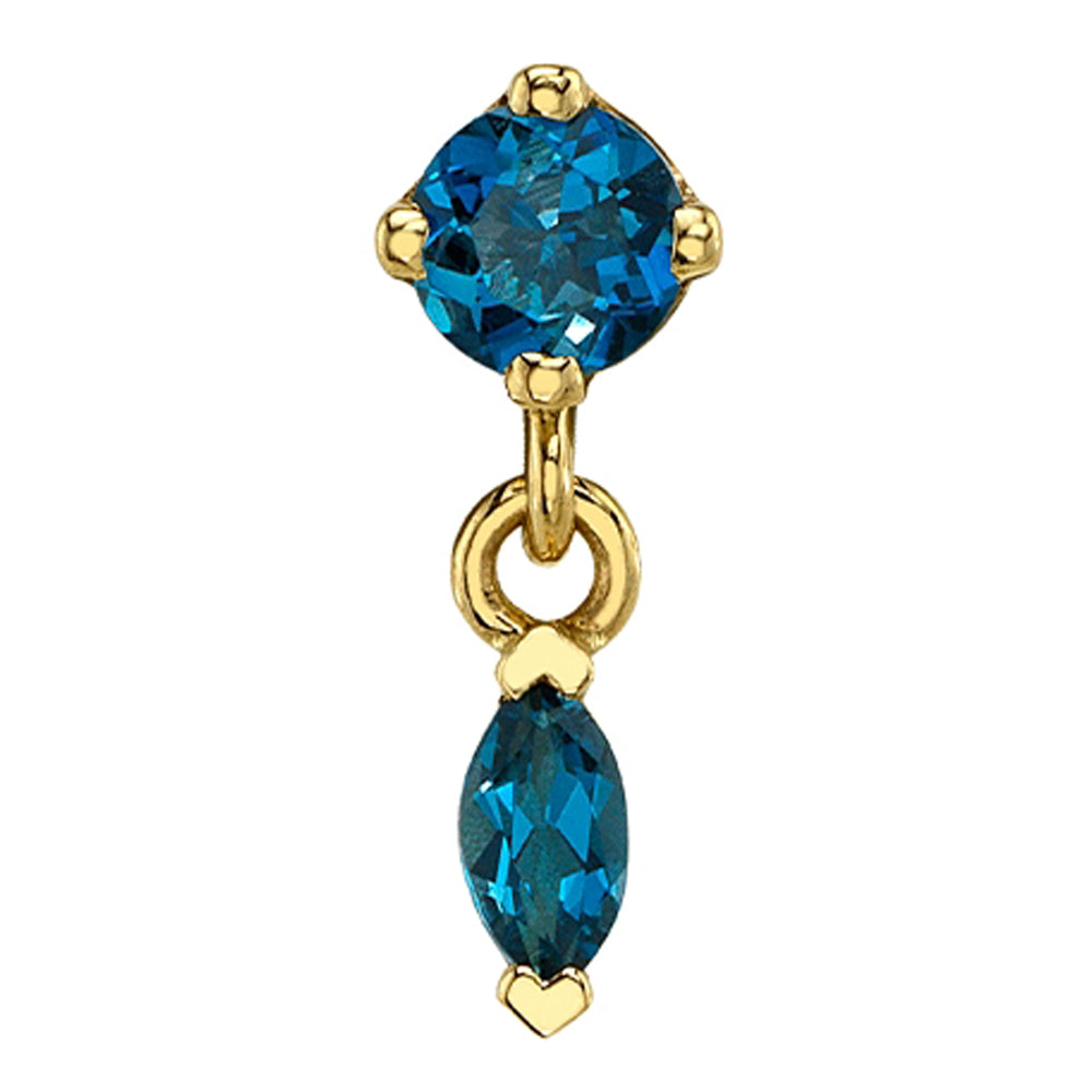 "Wintermoon 2" Threaded End in Gold with London Blue Topaz