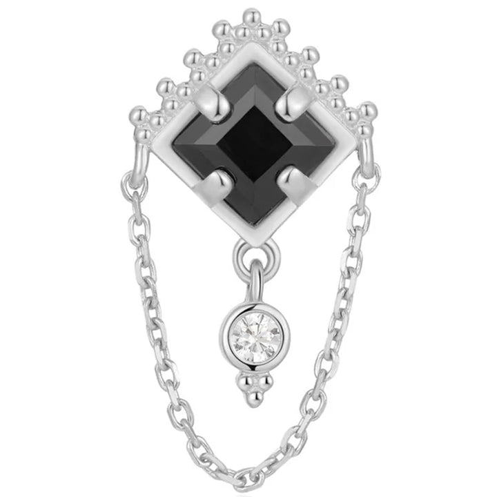 threadless: "Scry" End with Chain in Gold with Black Agate & White CZ
