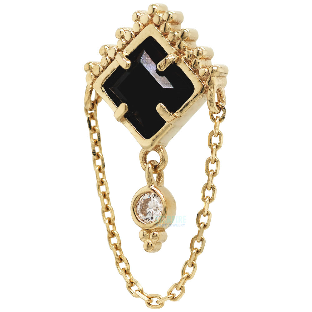 threadless: "Scry" End with Chain in Gold with Black Agate & White CZ