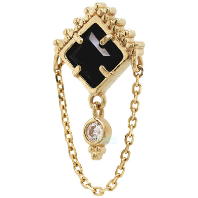 threadless: "Scry" End with Chain in Gold with Black Agate & White CZ