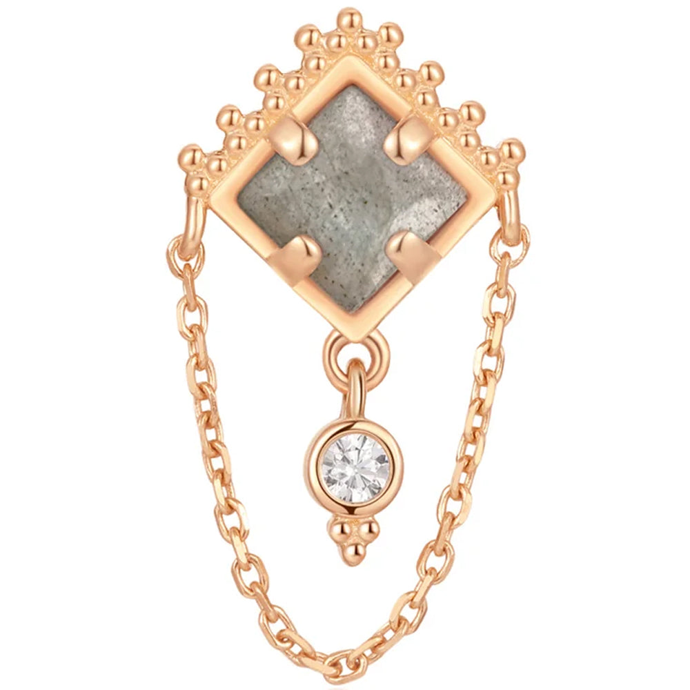 threadless: "Scry" End with Chain in Gold with Labradorite & White CZ