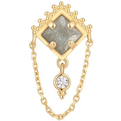 threadless: "Scry" End with Chain in Gold with Labradorite & White CZ