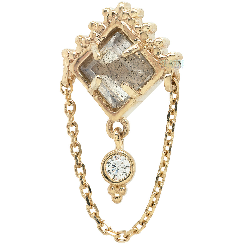 threadless: "Scry" End with Chain in Gold with Labradorite & White CZ