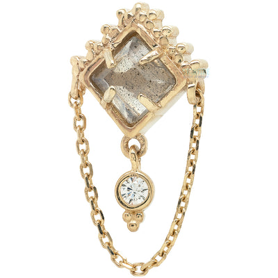 threadless: "Scry" End with Chain in Gold with Labradorite & White CZ