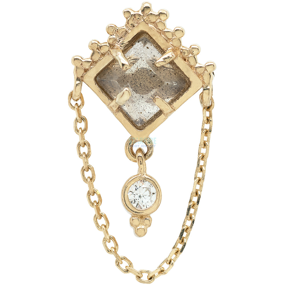 threadless: "Scry" End with Chain in Gold with Labradorite & White CZ