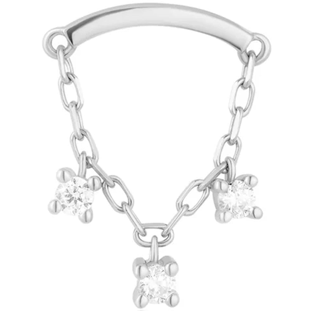 threadless: "Céleste" Hidden Helix End with Chain in Gold with White CZ's
