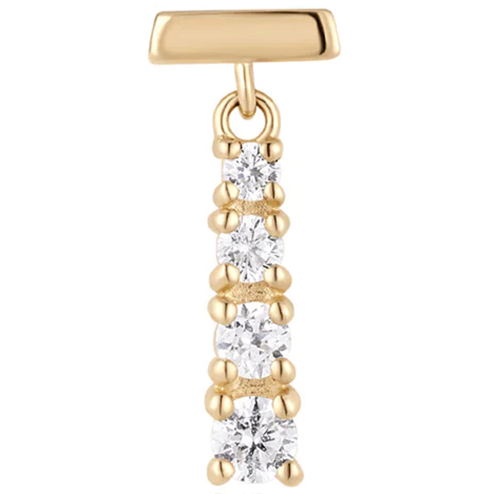 threadless: "Requiem" End with Dangle in Gold with White CZ's