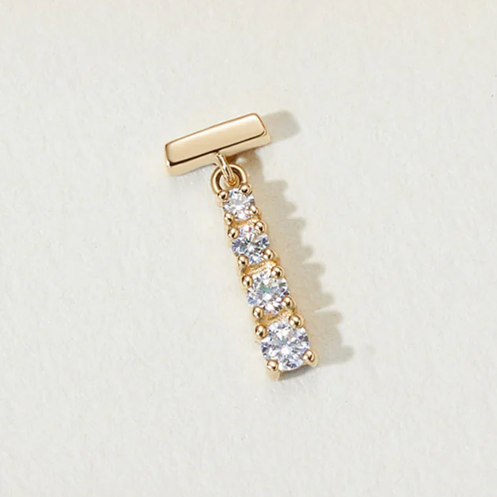 threadless: "Requiem" End with Dangle in Gold with White CZ's