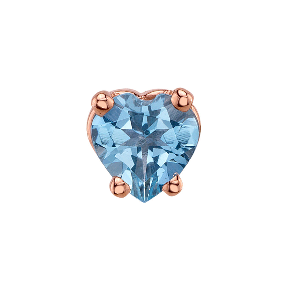 Prong-Set Heart Threaded End in Gold with Aquamarine