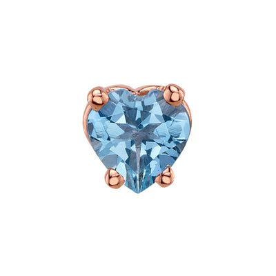 Prong-Set Heart Threaded End in Gold with Aquamarine