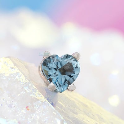 threadless: Prong-Set Heart Pin in Gold with Aquamarine