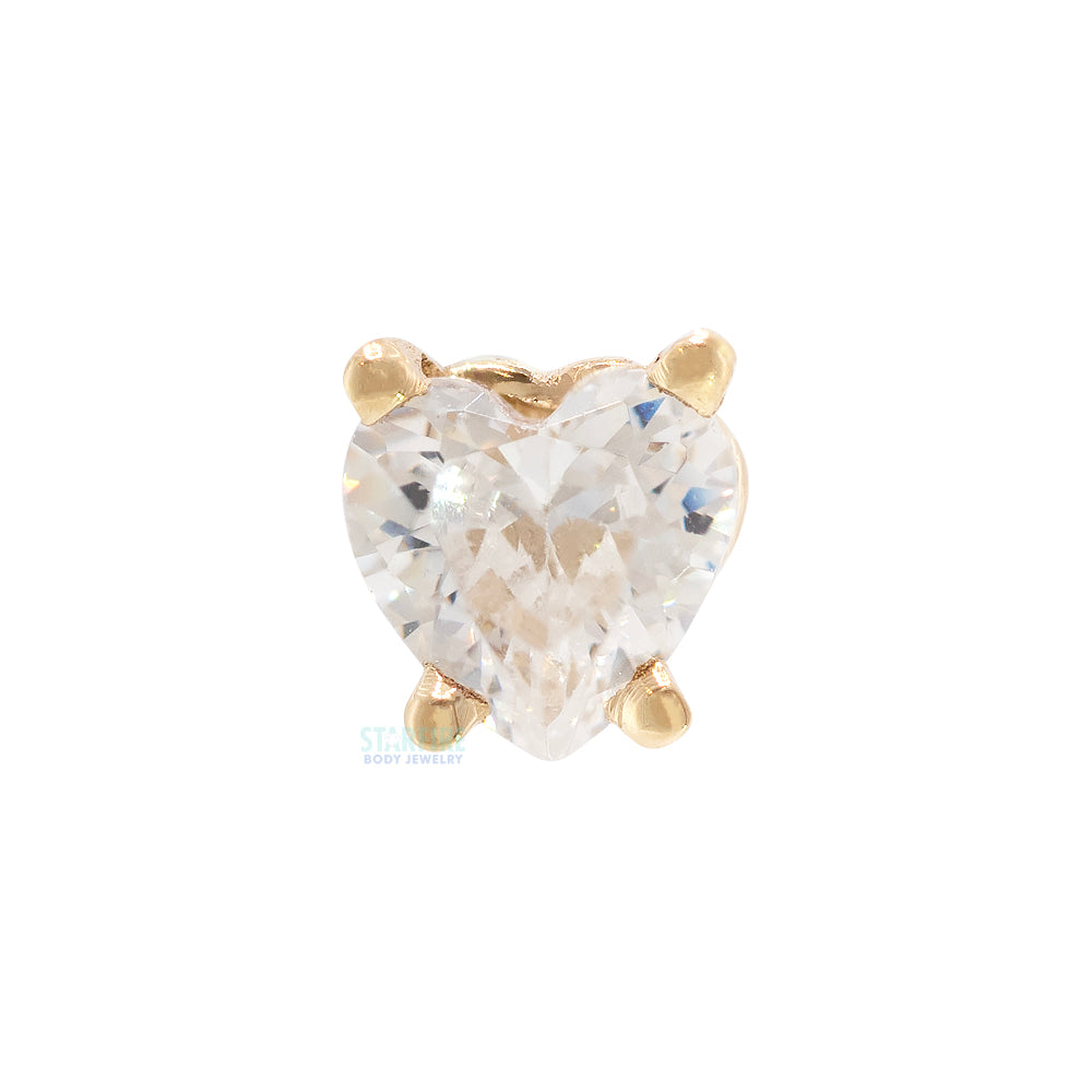 threadless: Prong-Set Heart Pin in Gold with White CZ