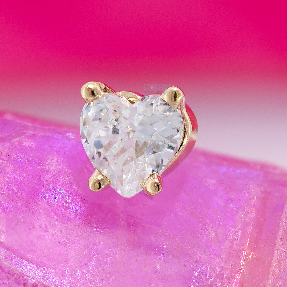 threadless: Prong-Set Heart Pin in Gold with White CZ