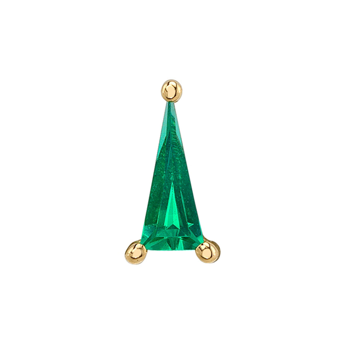 Prong-Set Pennant Threaded End in Gold with Chatham Emerald