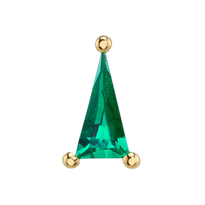 Prong-Set Pennant Threaded End in Gold with Chatham Emerald