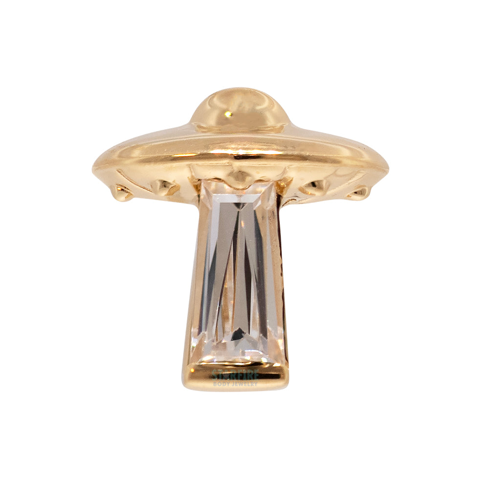 threadless: "Beam Me Up" with Faceted Gem End in Gold