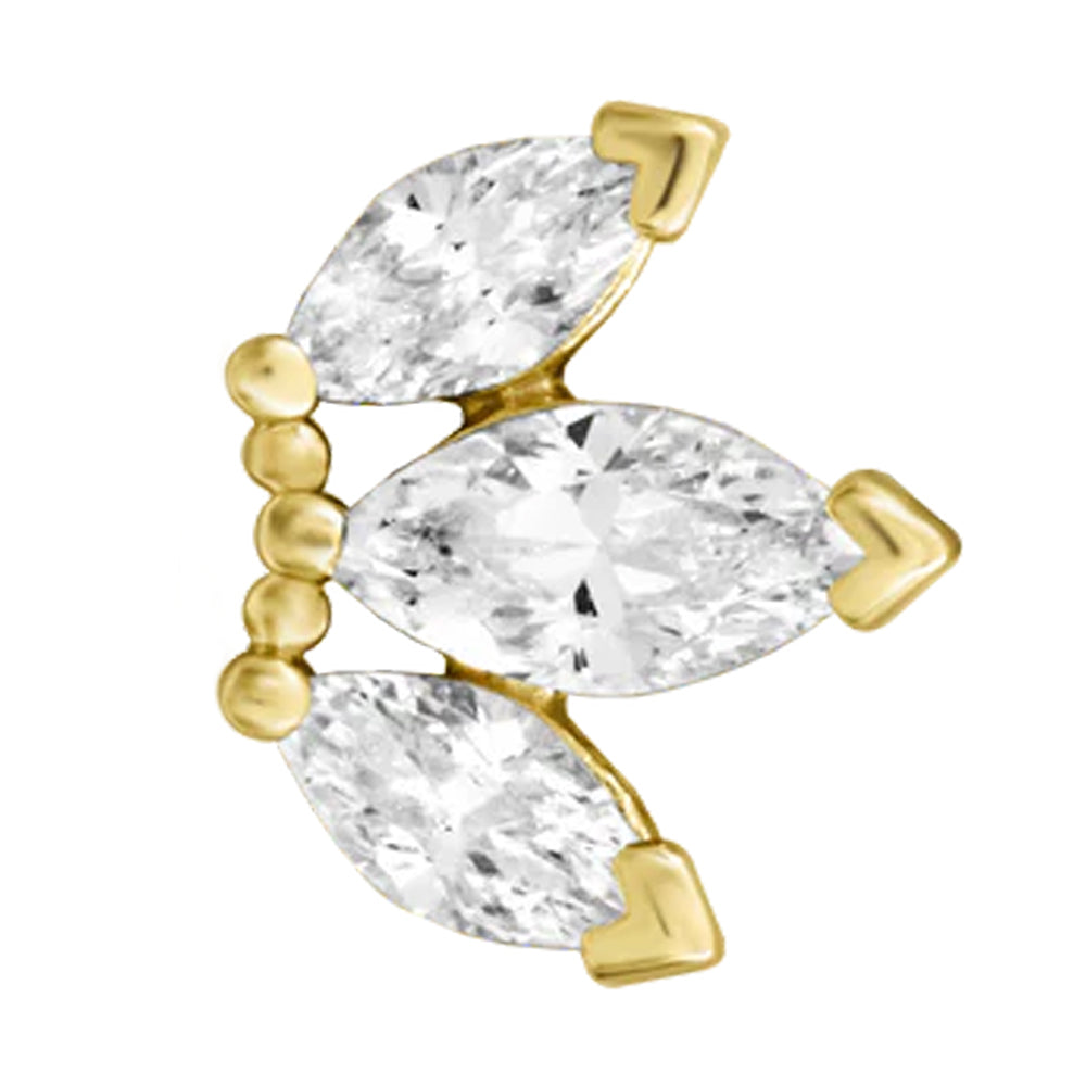 threadless: Beaded Fan End in Gold with CZ's
