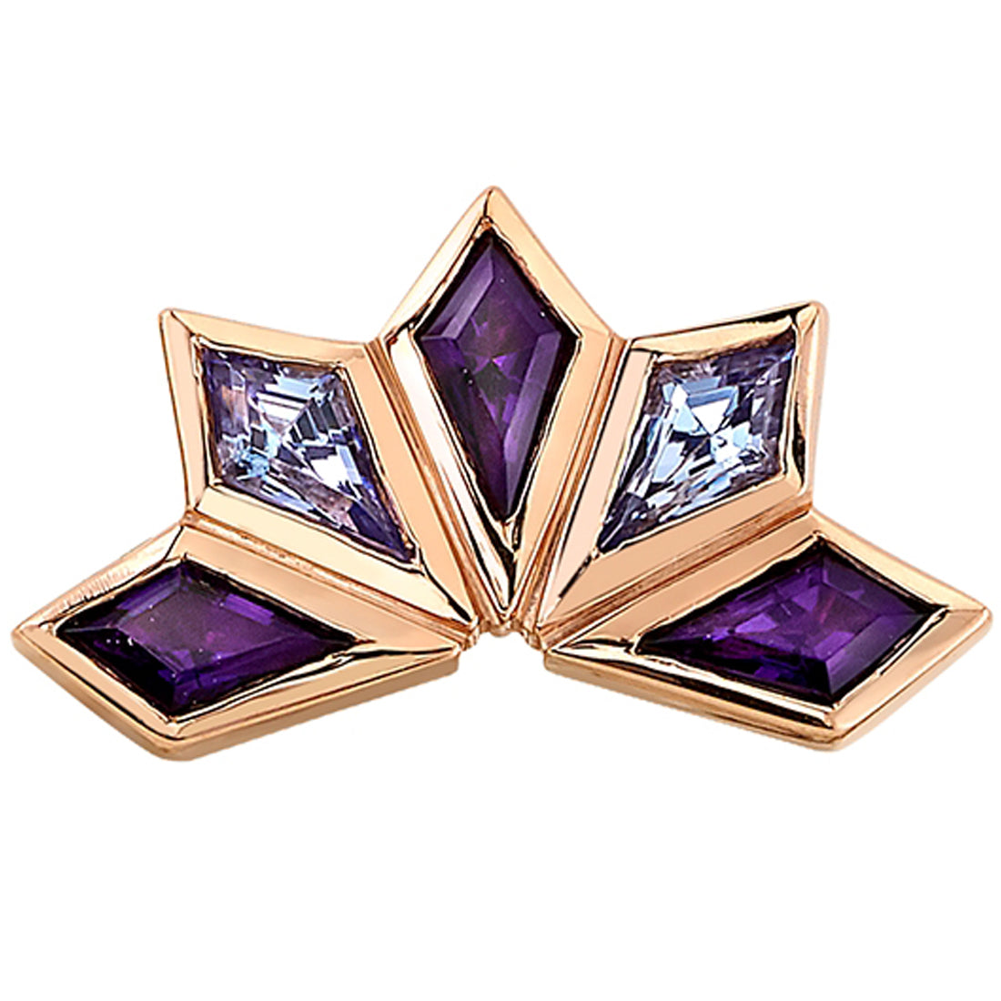 "Jezebel" Threaded End in Gold with Amethyst & Tanzanite