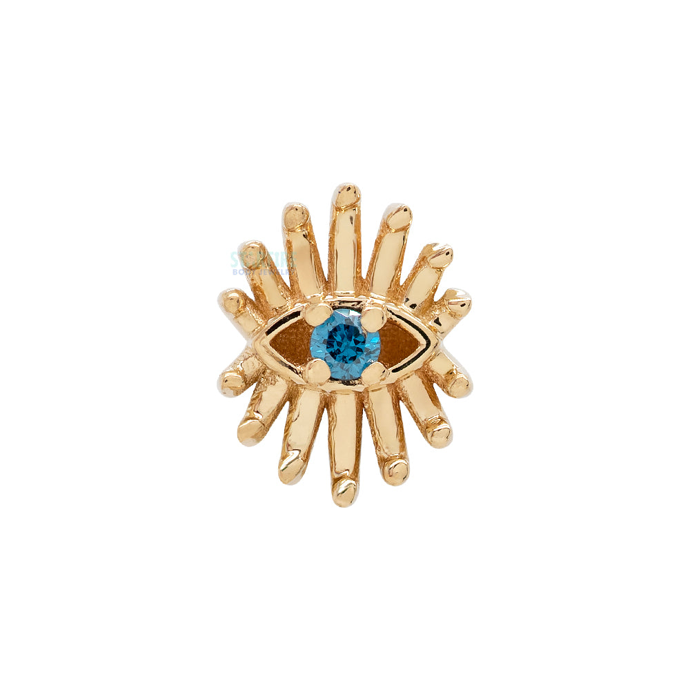threadless: "Trixy" Pin in Gold with Ocean Blue Diamond