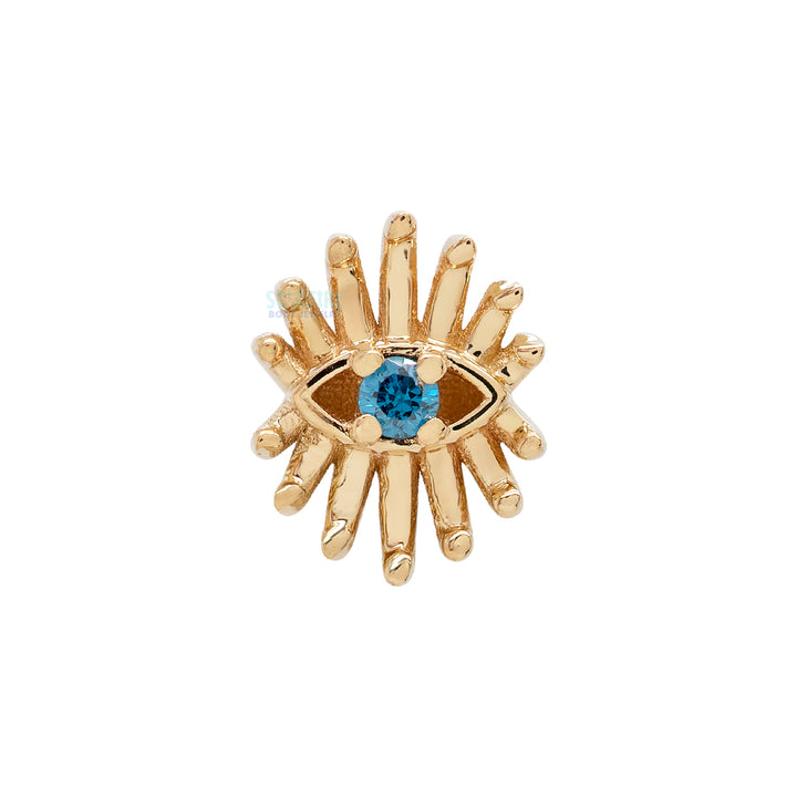 threadless: "Trixy" Pin in Gold with Ocean Blue Diamond