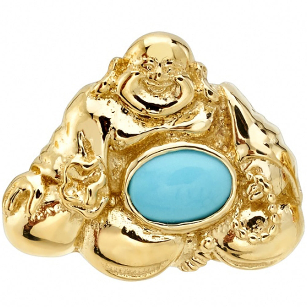 Buddha Threaded End in Gold with Turquoise