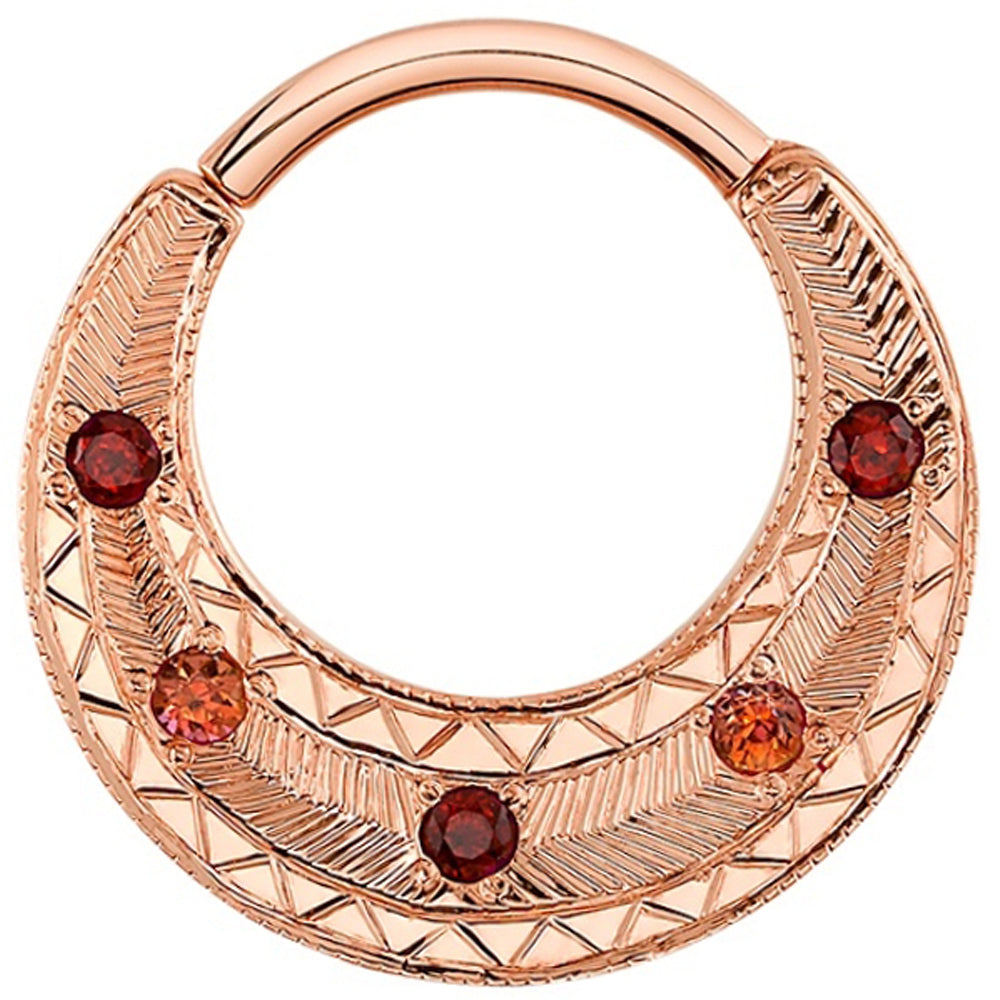 "Klarice" Hinge Ring in Gold with Garnet & Anastasia Topaz