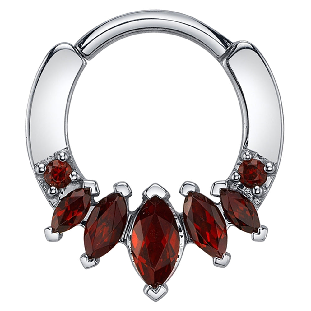 "Tesseract" Hinge Ring in Gold with Garnets