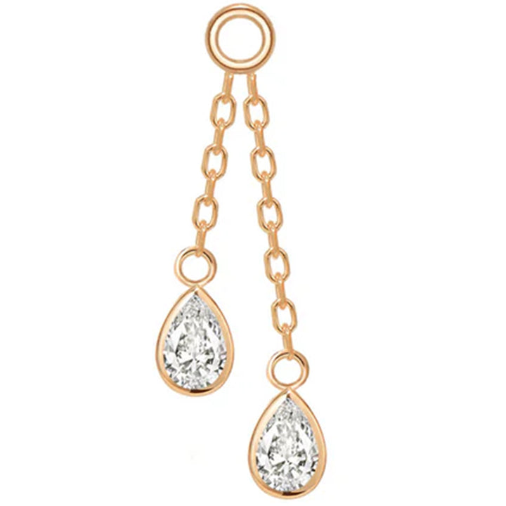 Double Pear Cabochon Chain Charm with Diamond