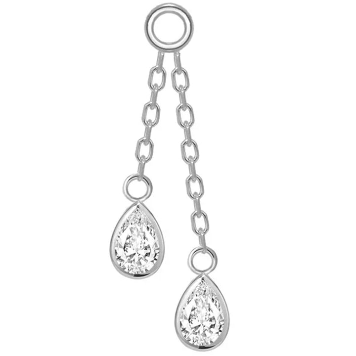 Double Pear Cabochon Chain Charm with Diamond