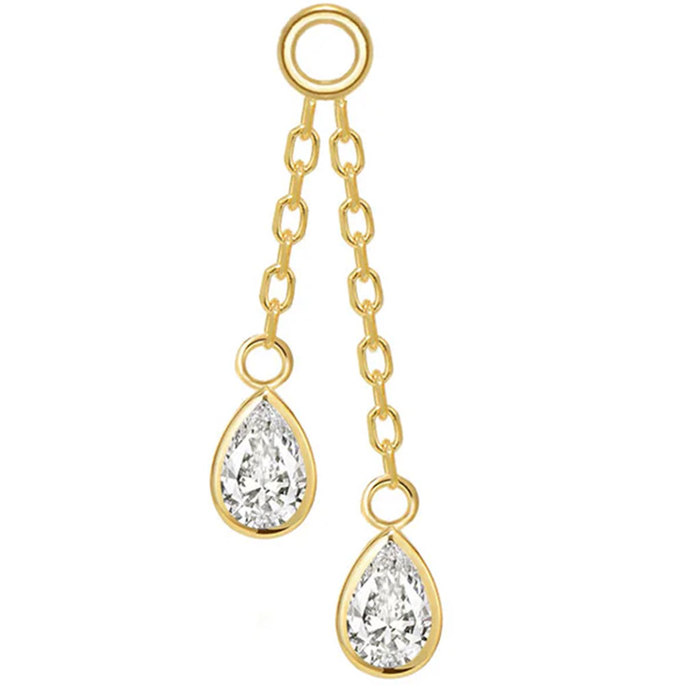 Double Pear Cabochon Chain Charm with Diamond