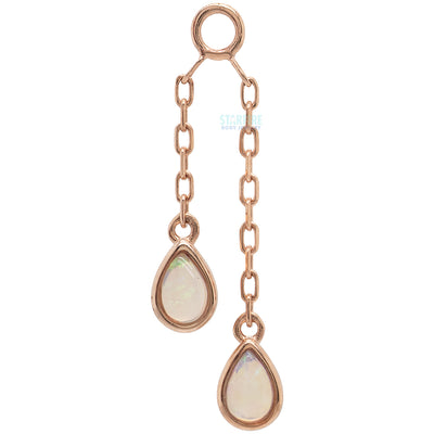 Double Pear Cabochon Chain Charm with Opals